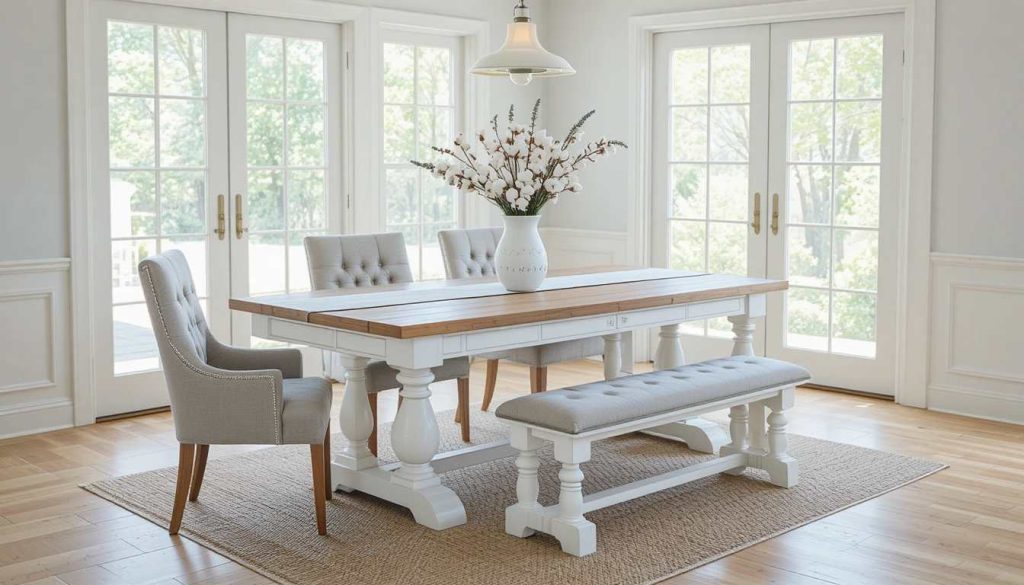 White Painted Farmhouse with Natural Top
