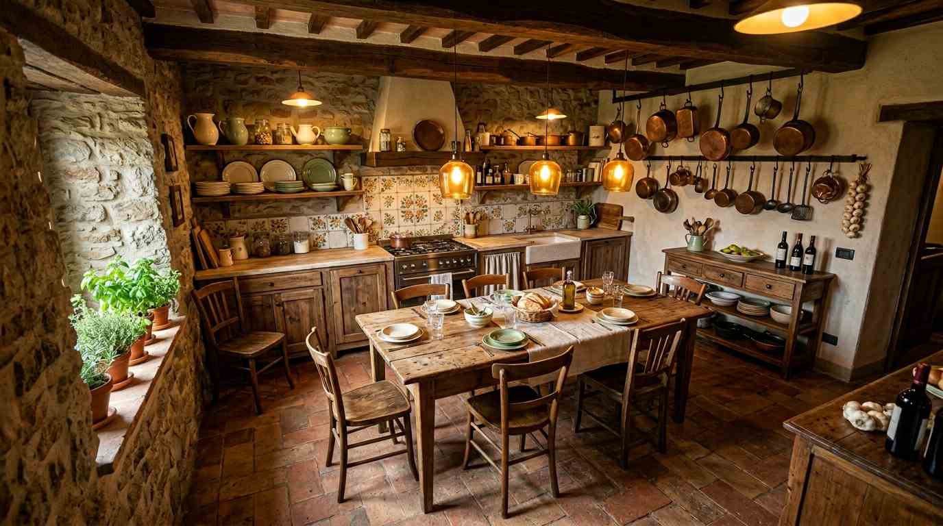Rustic Italian Kitchen Basement
