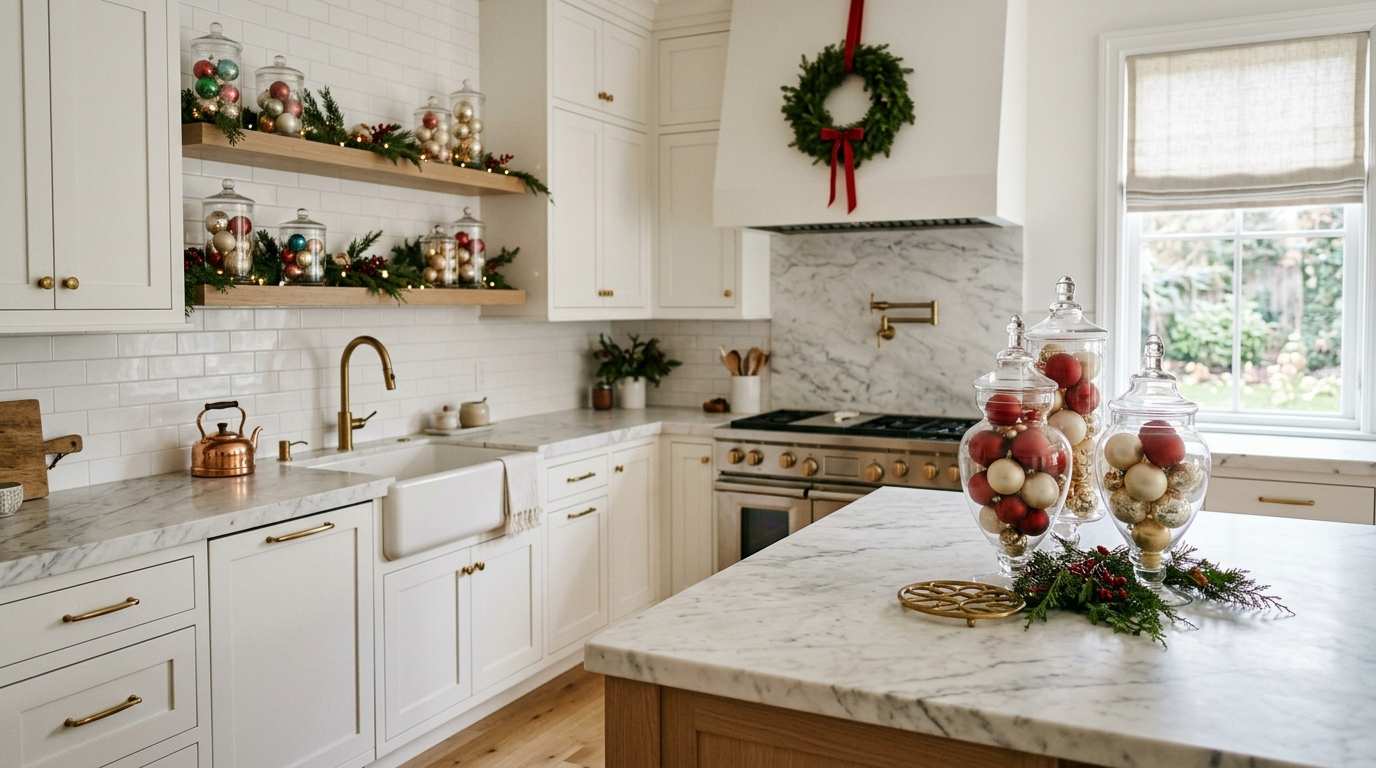 Vintage Ornaments in Clear Glass Jars