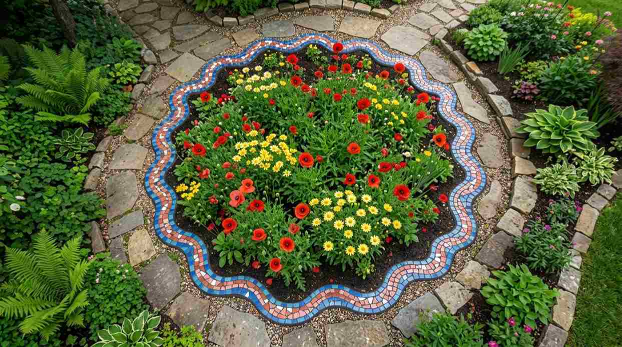 Garden Mosaic Borders for Flower Beds