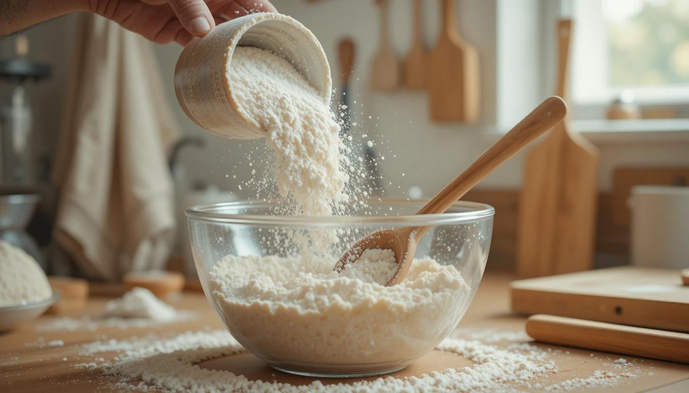 Add the flour and sugar (3 mins).