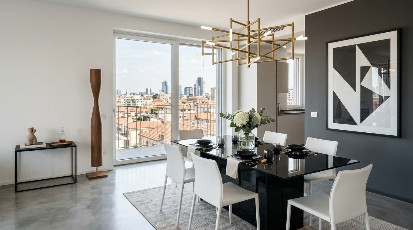 Modern Italian Dining room in Black & White