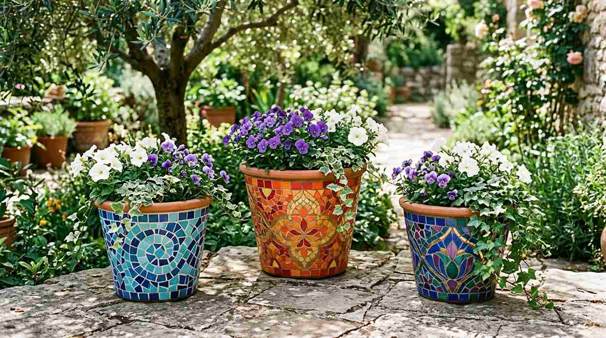 Artistic Mosaic Garden Planters