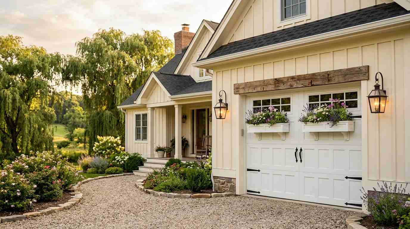 Farmhouse Garage Door with Carriage Detail
