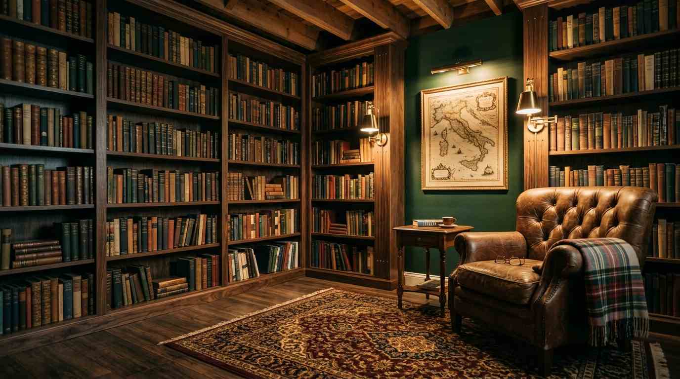 The Cozy Italian Library retreat