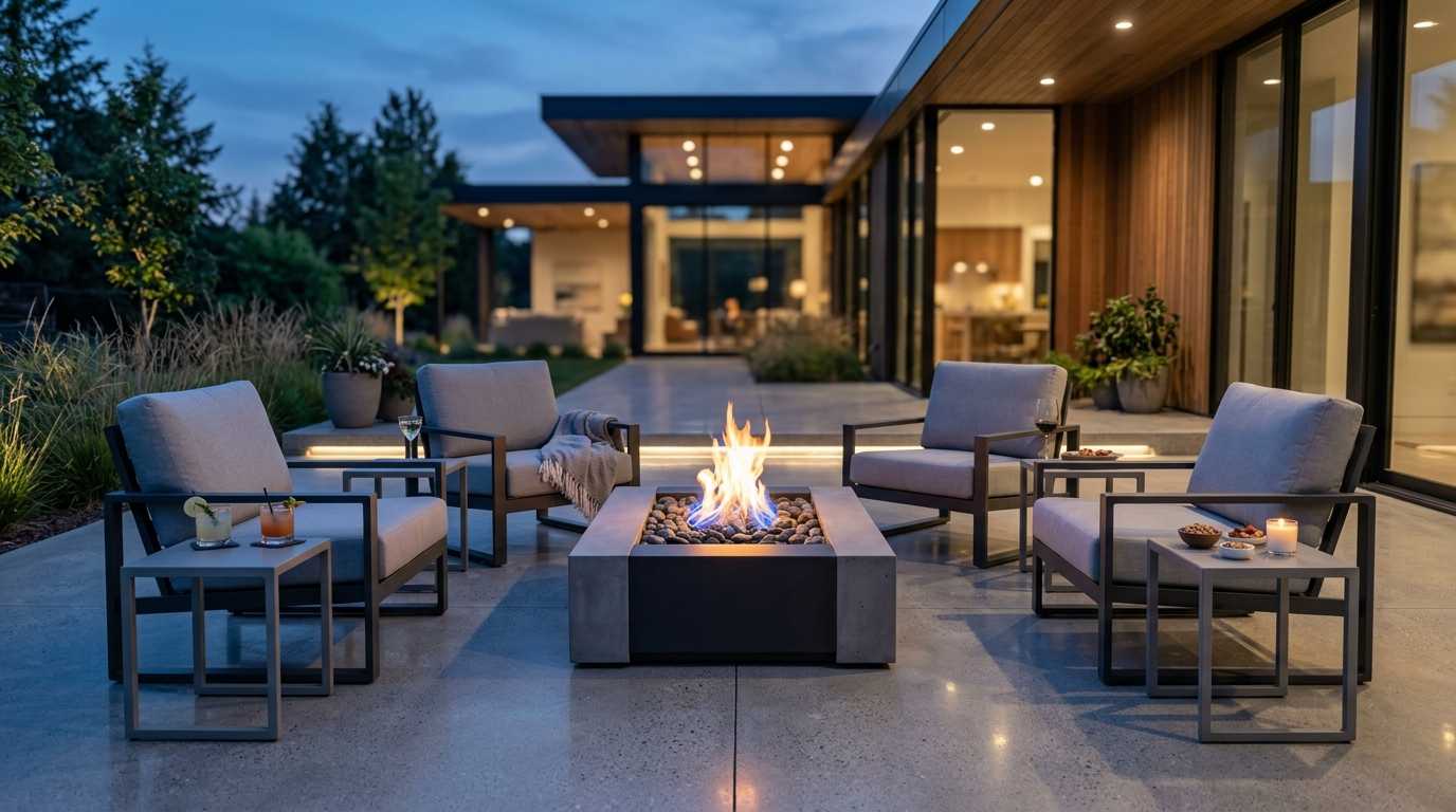 Modern Patio Fire Pit With Chairs