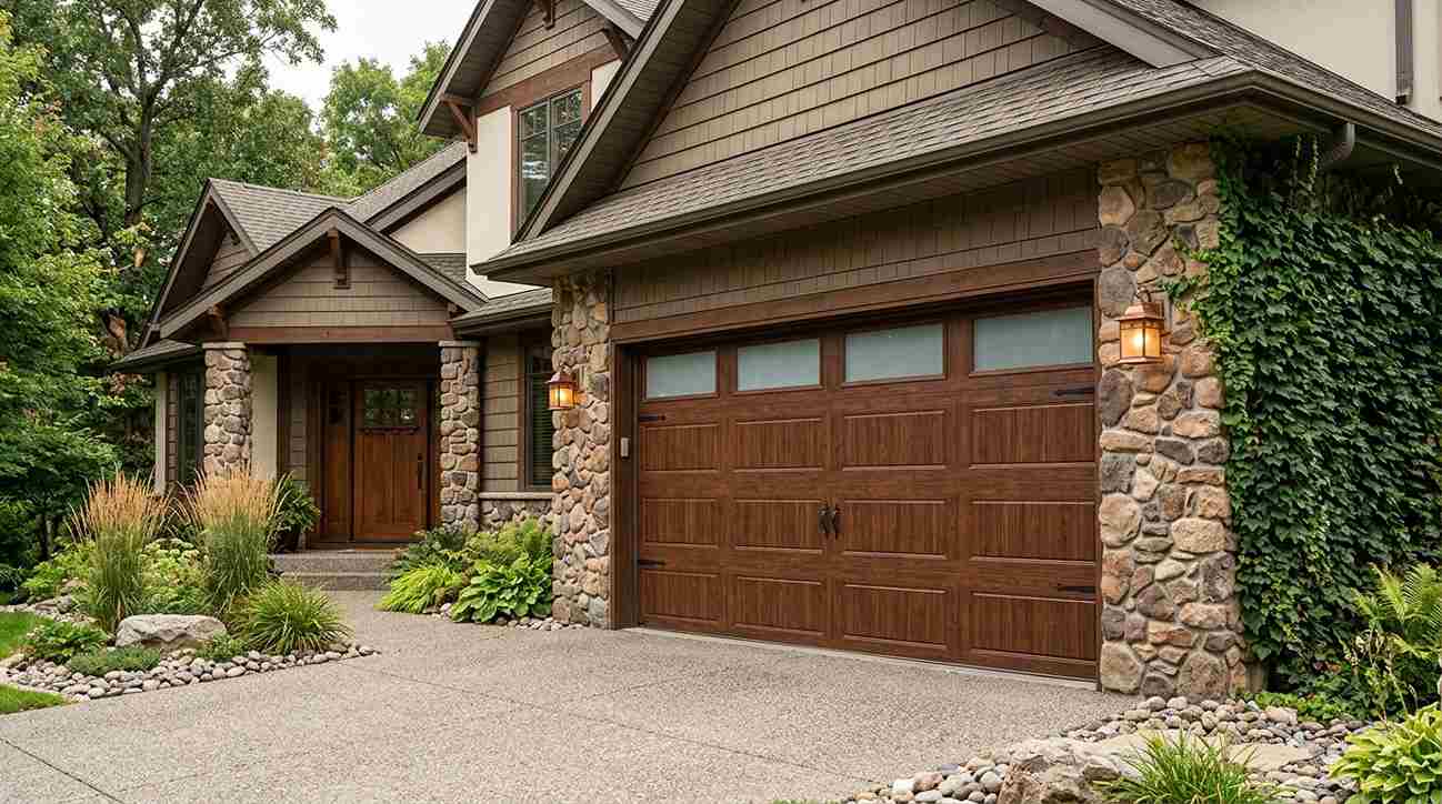 The Wood-look Garage Door Feels Warm and Natural
