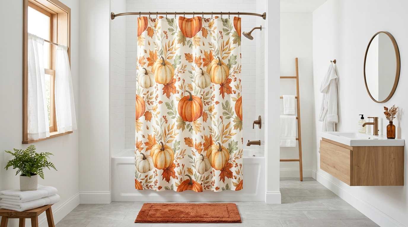 Autumn Shower Curtain Switcheroo