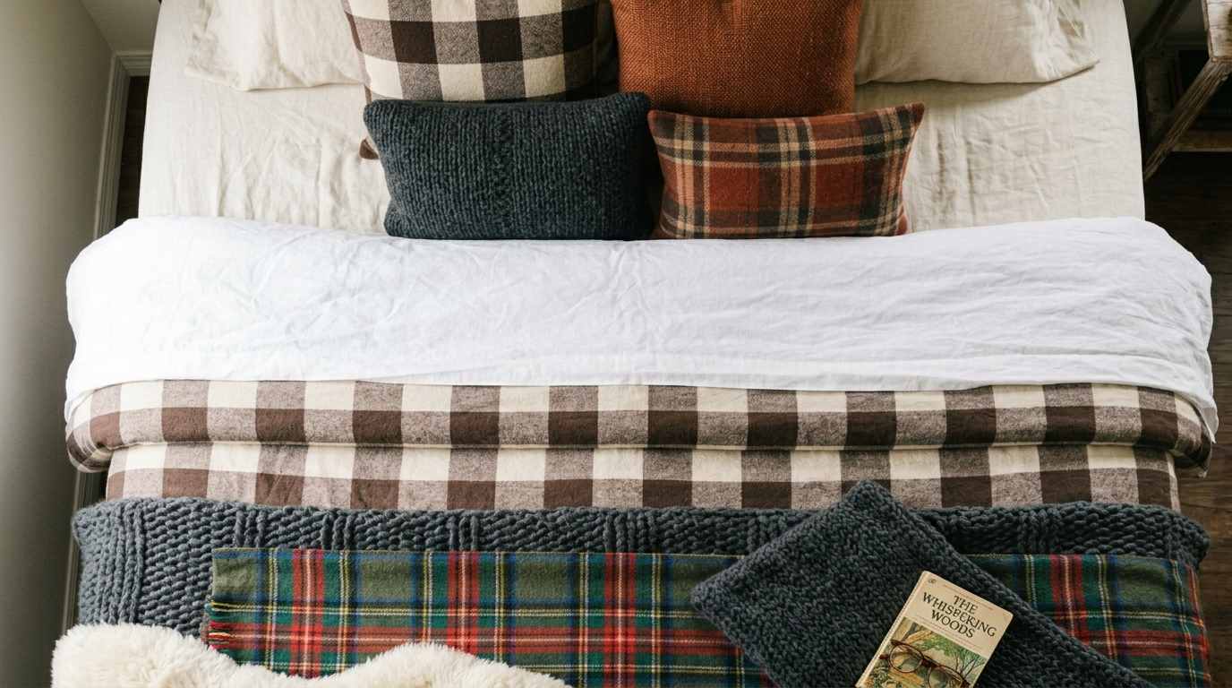 Plaid and wool textiles