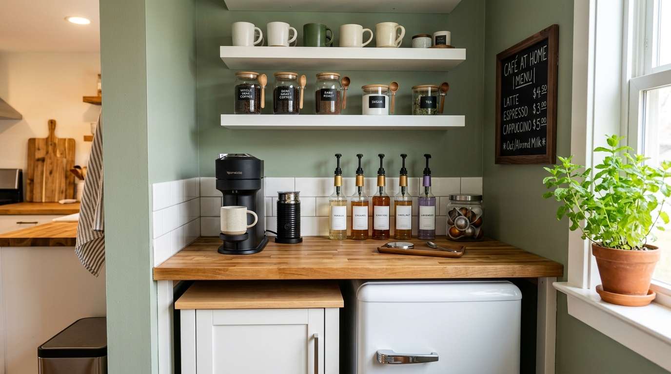 The Coffee Corner with Mini Fridge