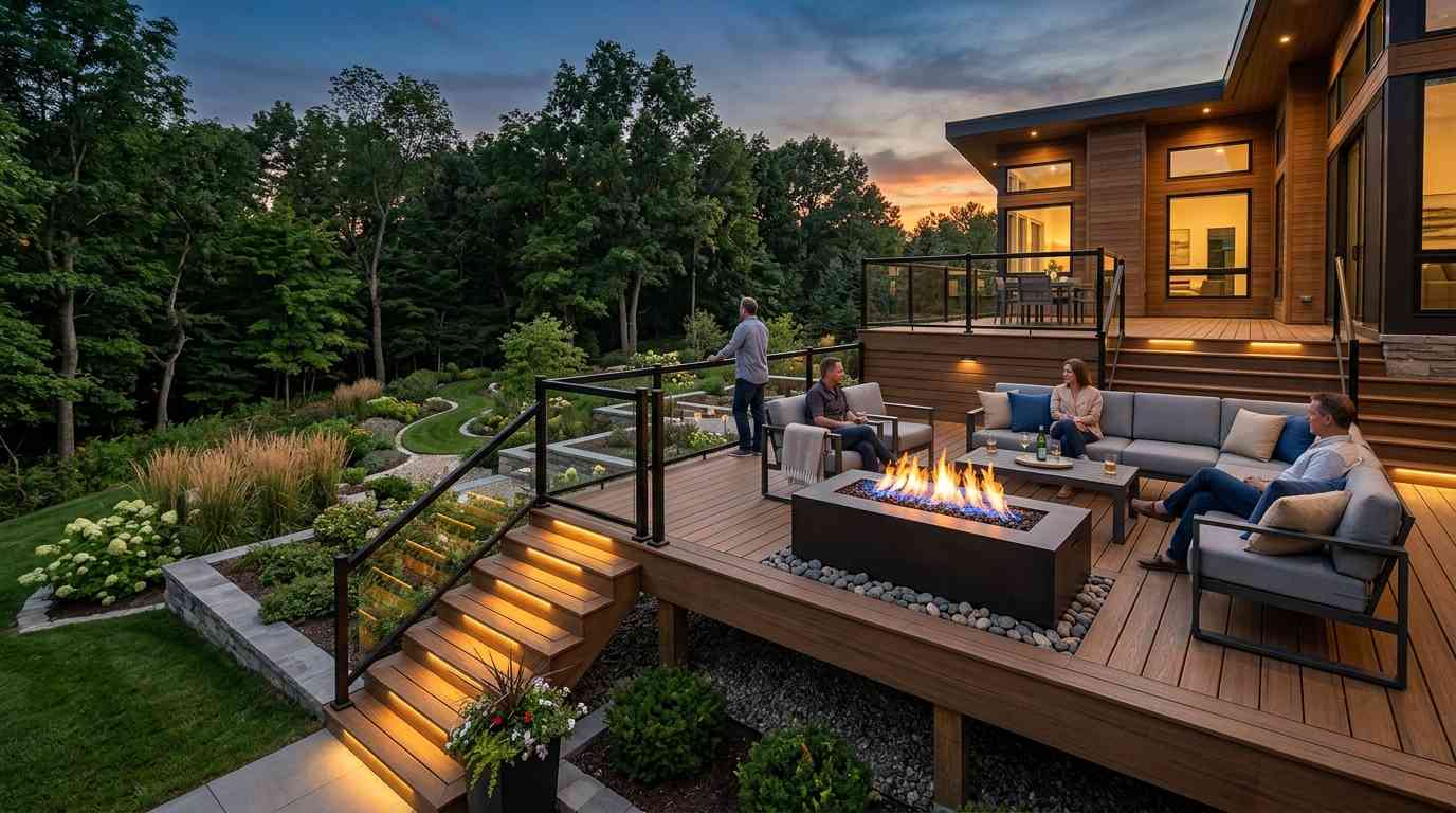 Fire Pit with Raised Deck, Platform or Deck