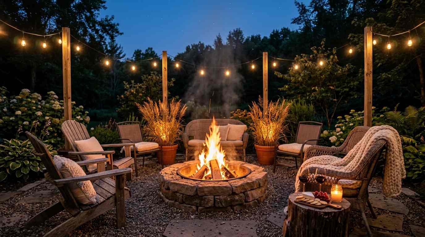 Cozy Fire Pit Garden Seating Area