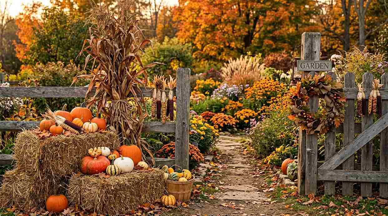 Use Hay Bales and Cornstalks for Rustic Charm
