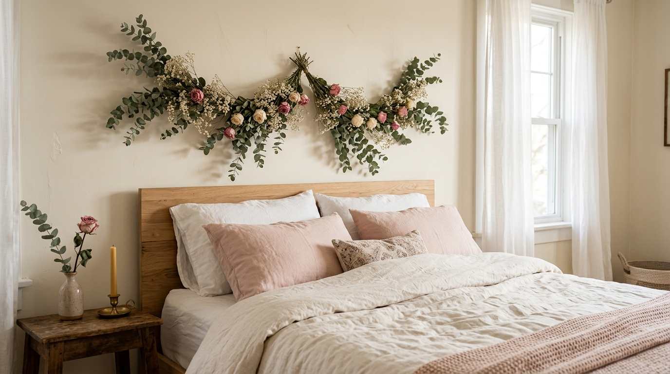 Flower Garland Over Your Headboard