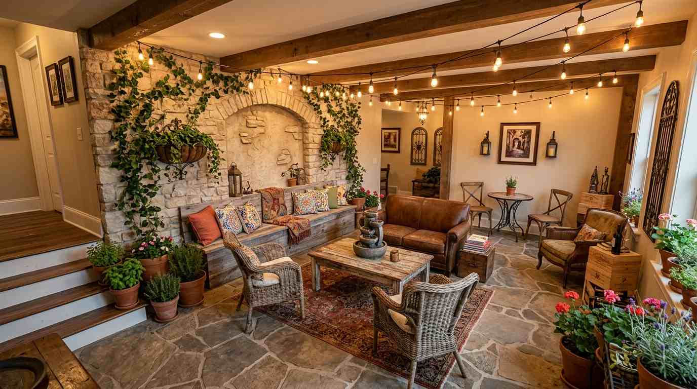 Italian Courtyard Inspired Lounge