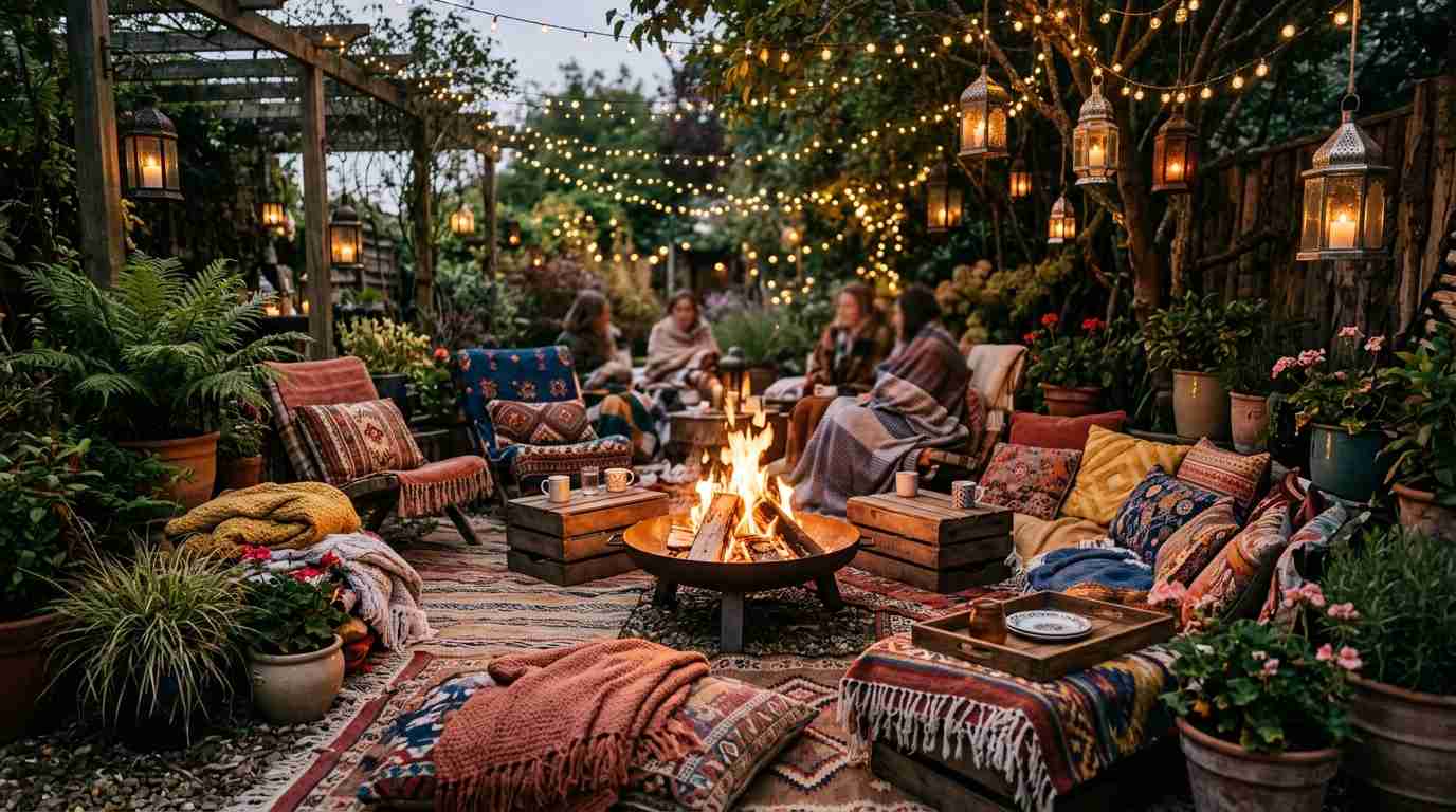 Bohemian-Inspired Cozy Fire Pit Corner