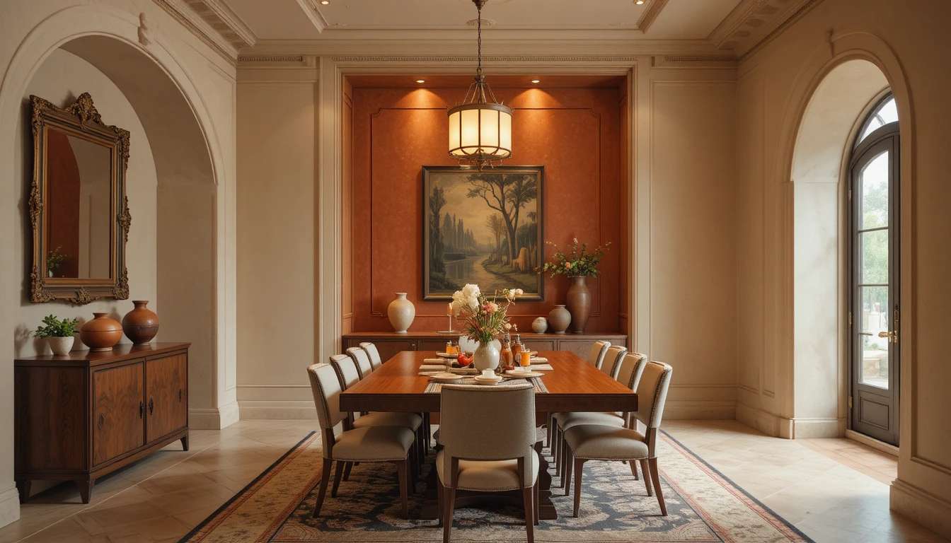 Italian Dining room with Featured wall