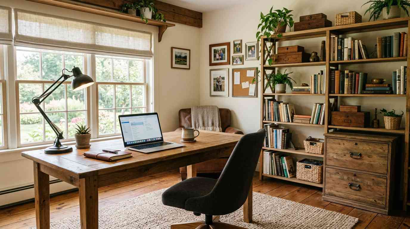Rustic home office that inspires productivity