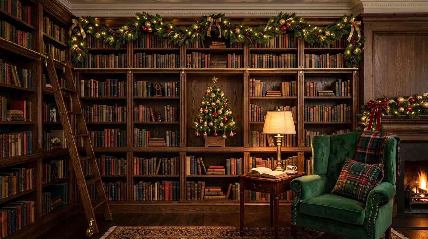 Vintage Chair + String Lights + Old Books
