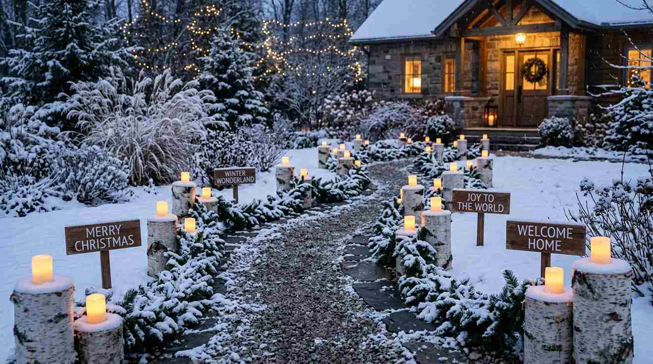 String Light Canopy Over Garden Seating