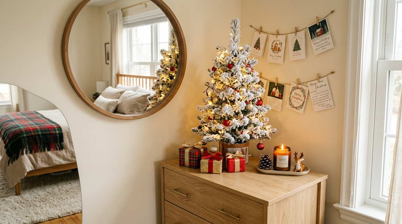 Christmas Bedroom Curtain Lights Wall