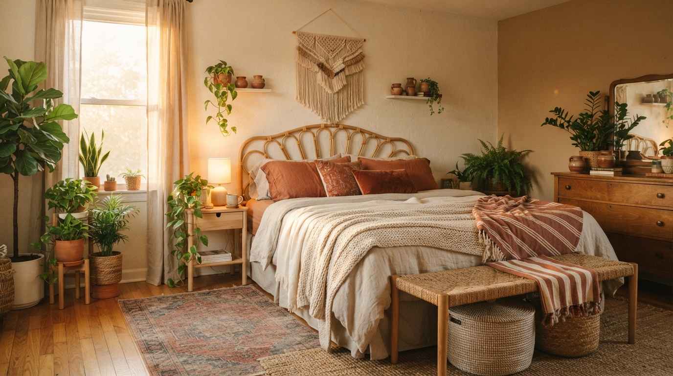 Earthy Bohemian Bedroom