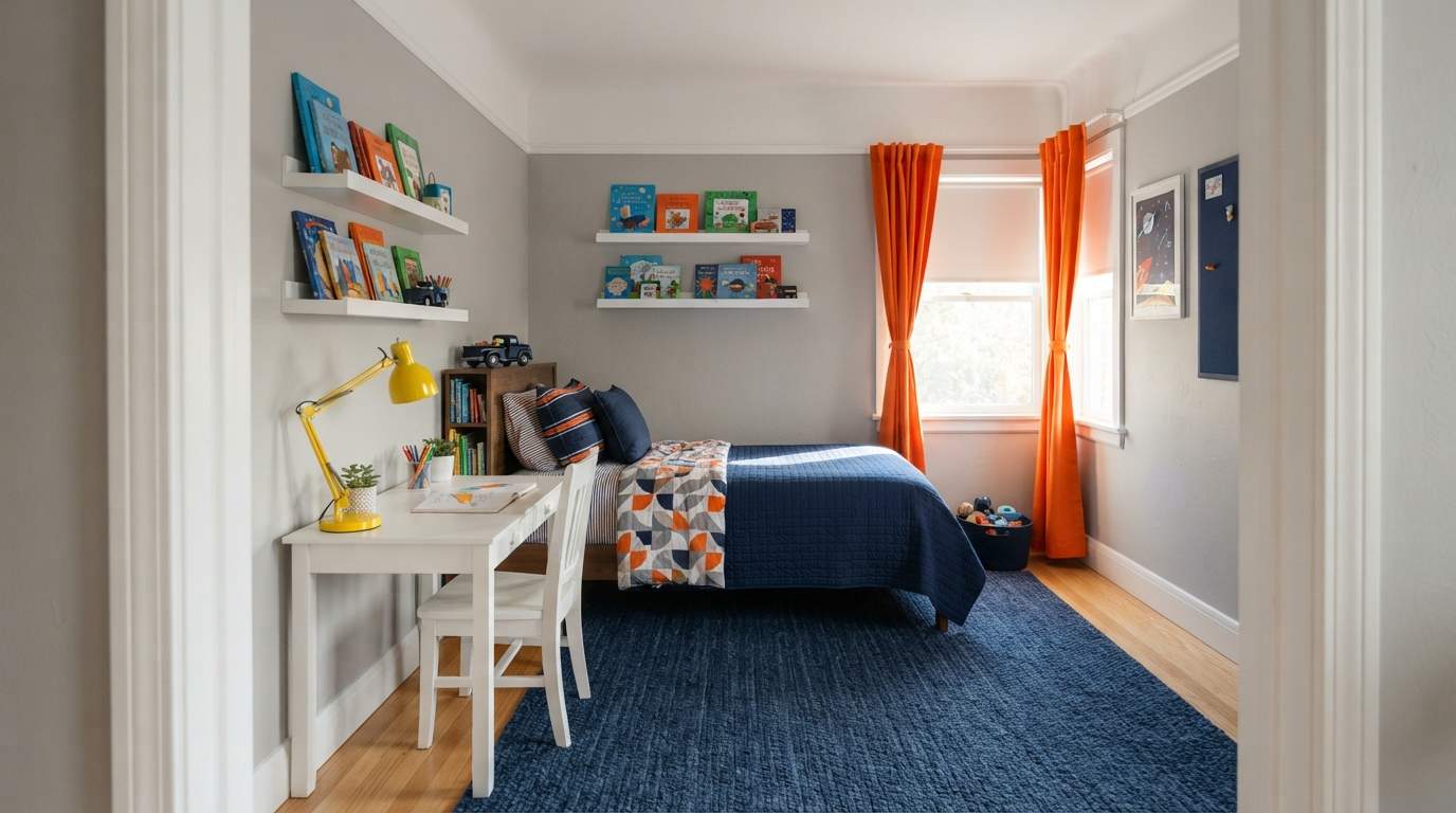Classic Gray with Bright Pops of Color in Decor
