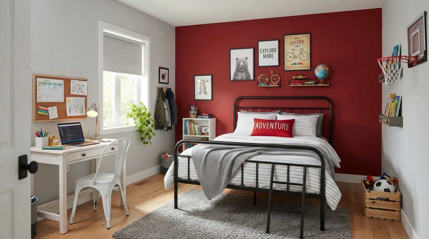 Bold Red Accent Wall