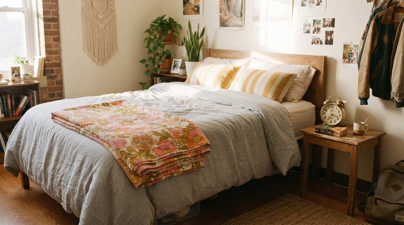 Vintage Quilt Over Modern Base
