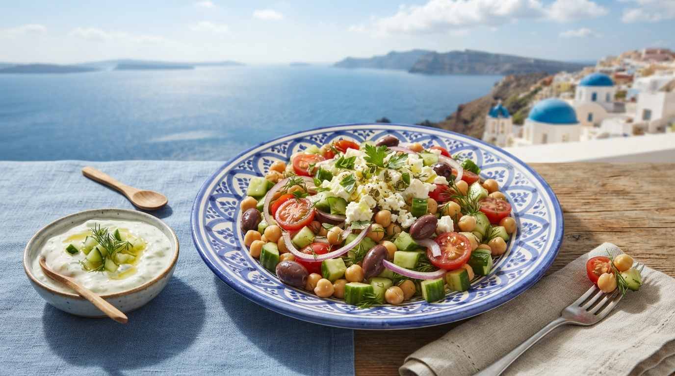 Greek Chickpea Salad with Tzatziki
