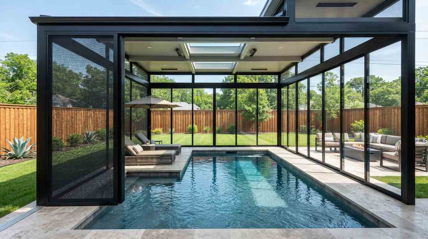 Hybrid Glass-and-Screen Enclosure (