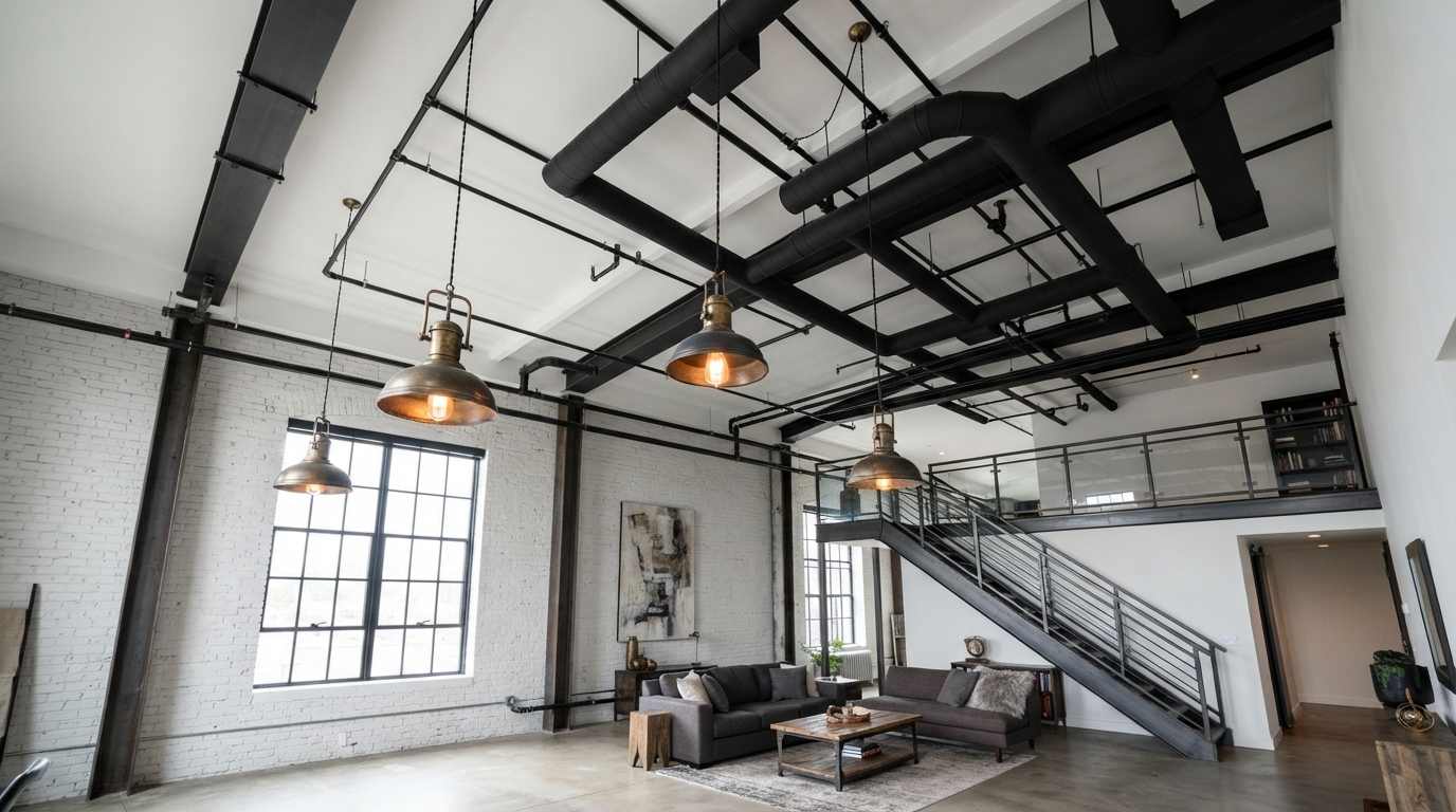 Exposed Ductwork and Pipes
