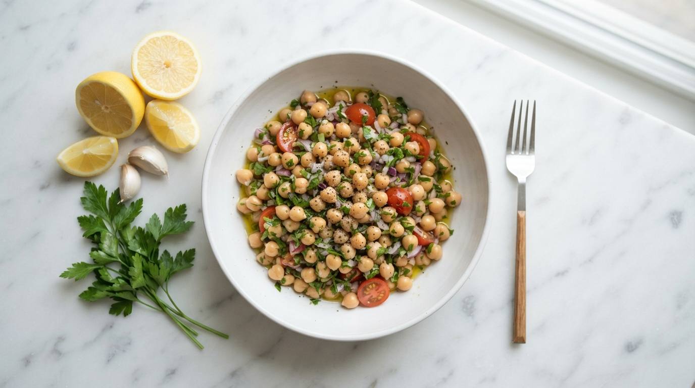 Simple Lemon Garlic Chickpea Salad
