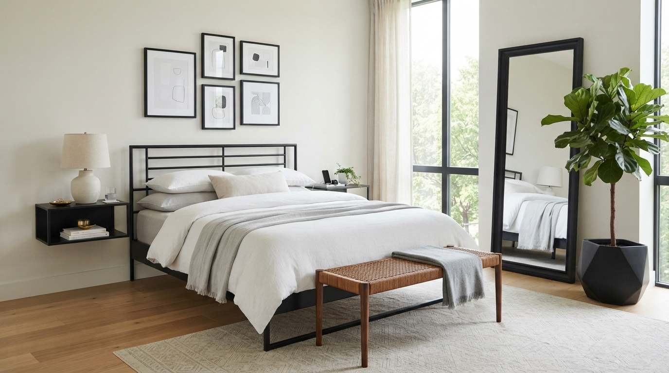 Modern Bedroom with Black Accents