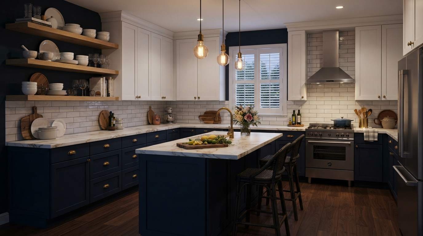 The Dark and Dramatic Navy Blue Kitchen