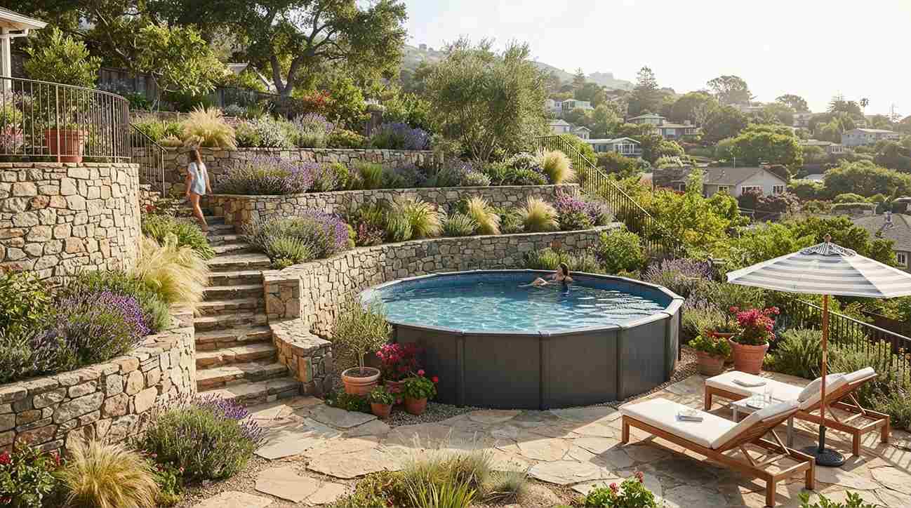 Sloped Yard Sunken Pool 