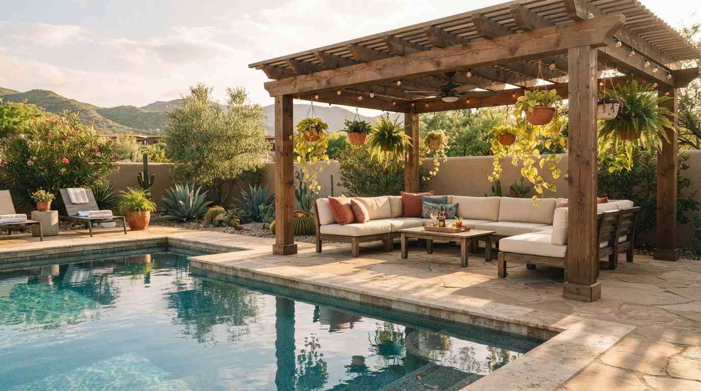 Sunken Pool with Pergola 