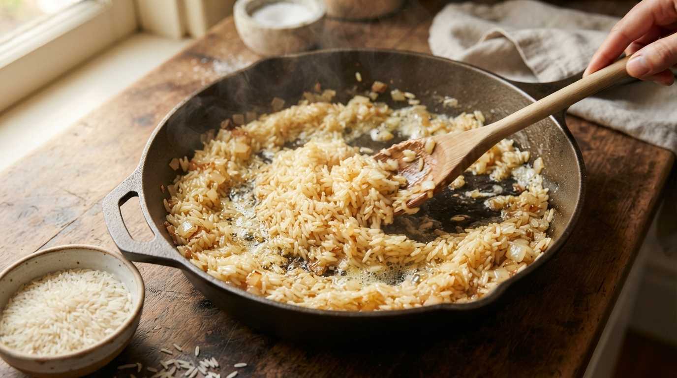 Toast the rice.