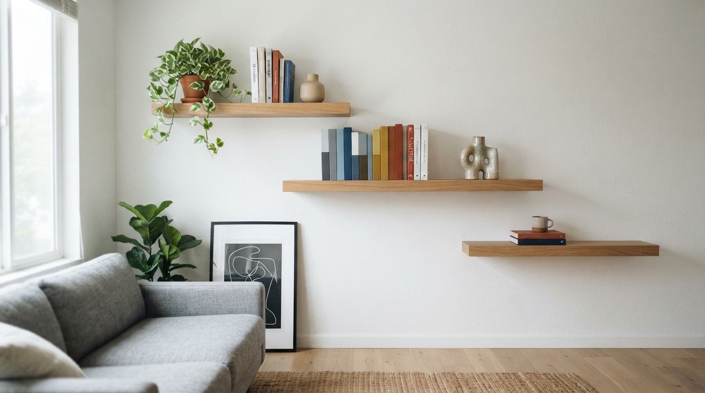 Floating Shelves Instead of a Bookcase
