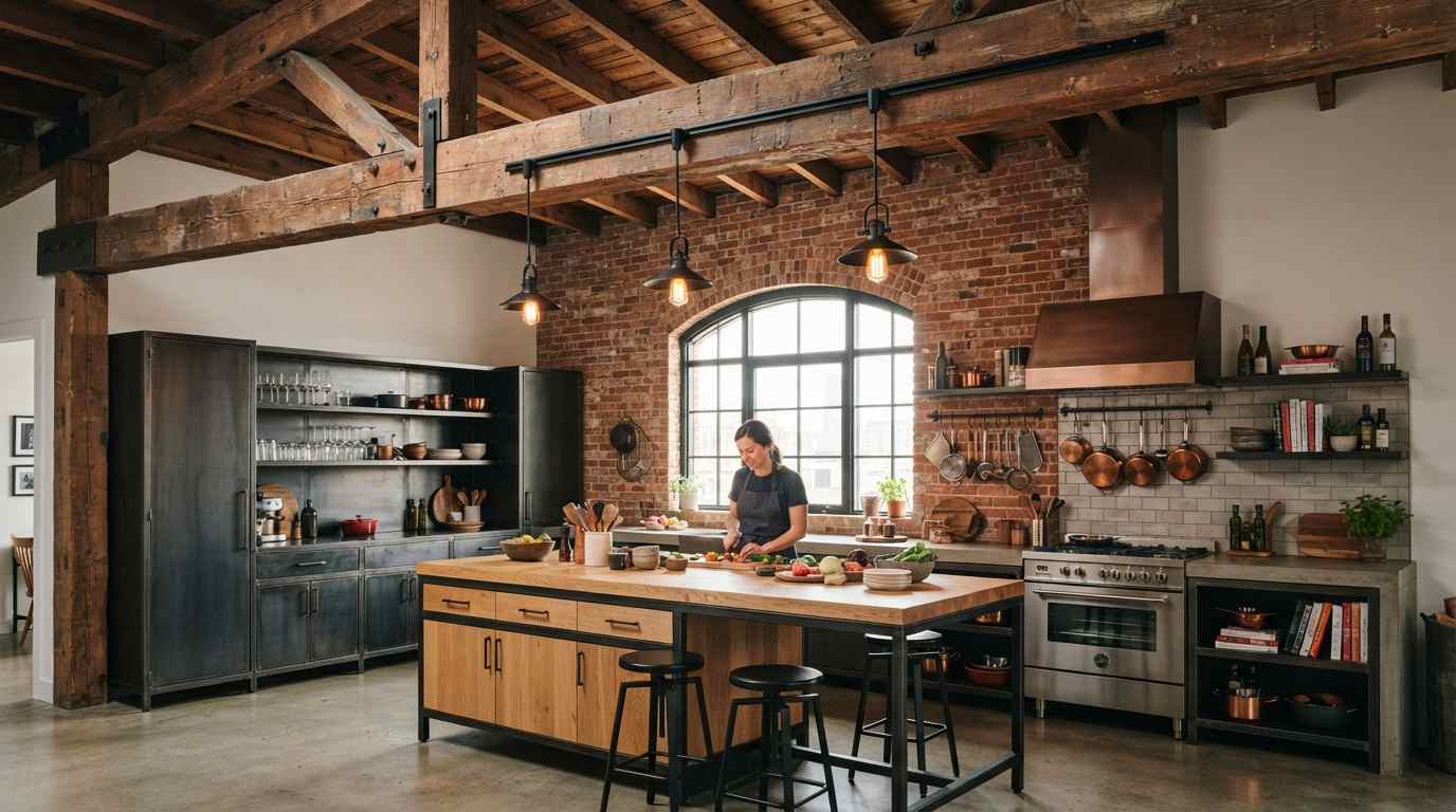 Pendant Track Lighting on Exposed Beams