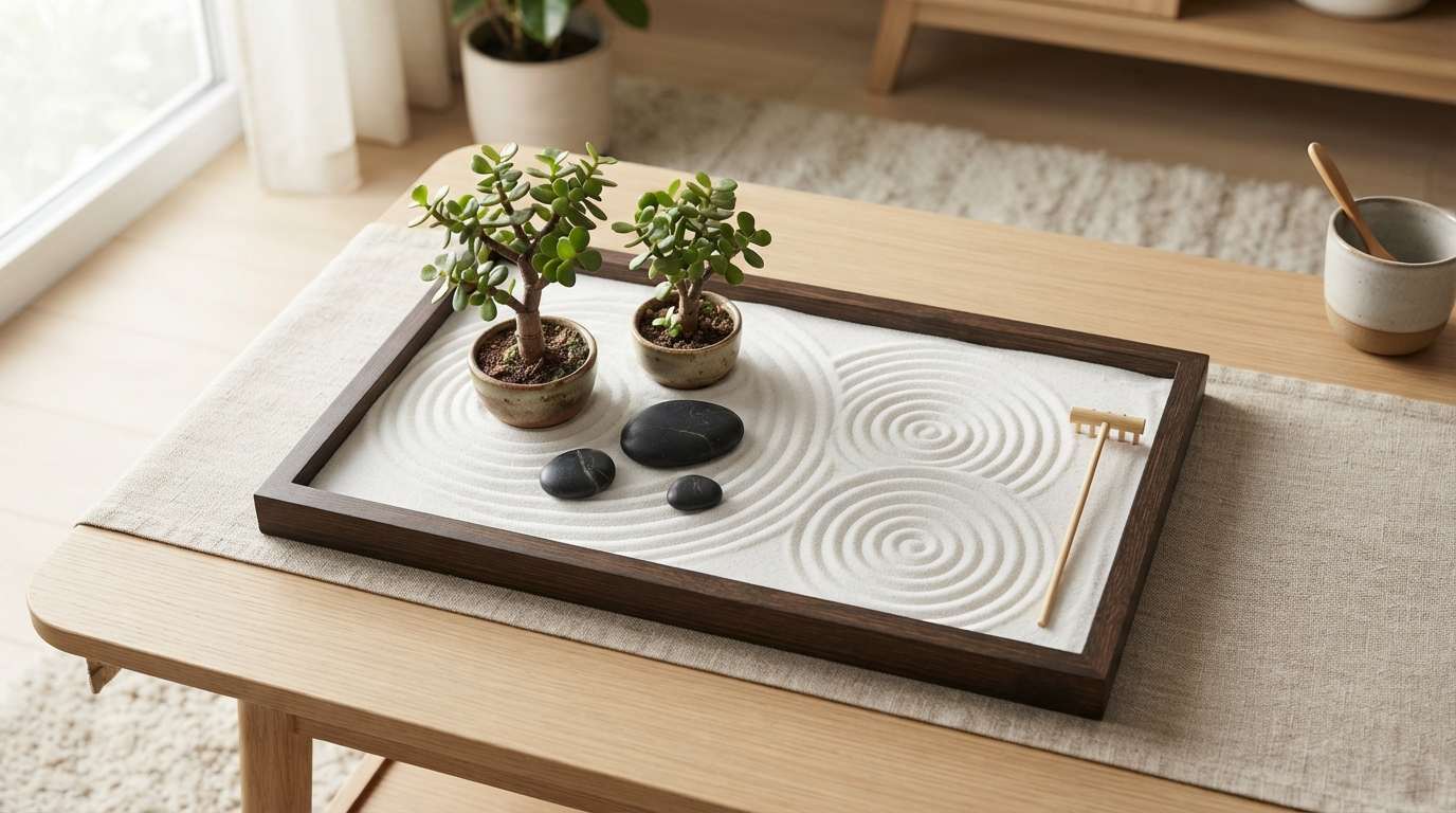 The Tabletop Zen Garden with Living Bonsai