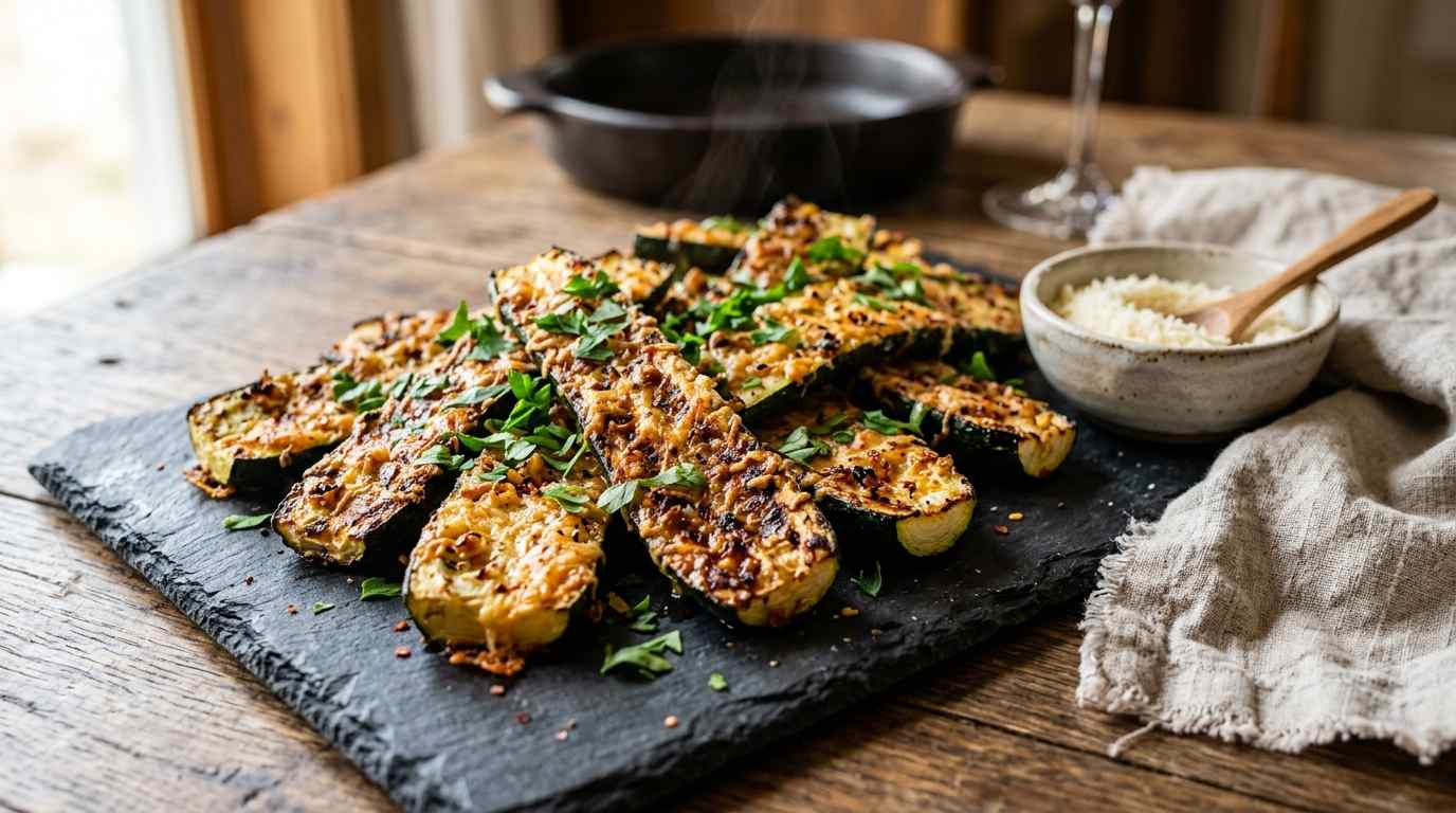 Garlic Parmesan Roasted Zucchini