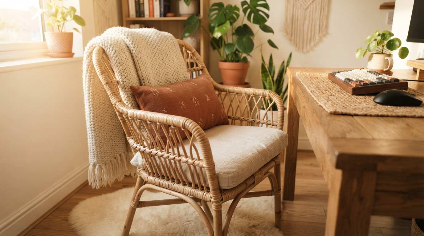 Layer Textiles on Your Chair and Desk Area