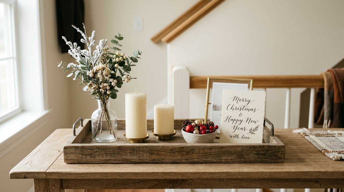  Christmas Entry Table Decor with Tray Styling
