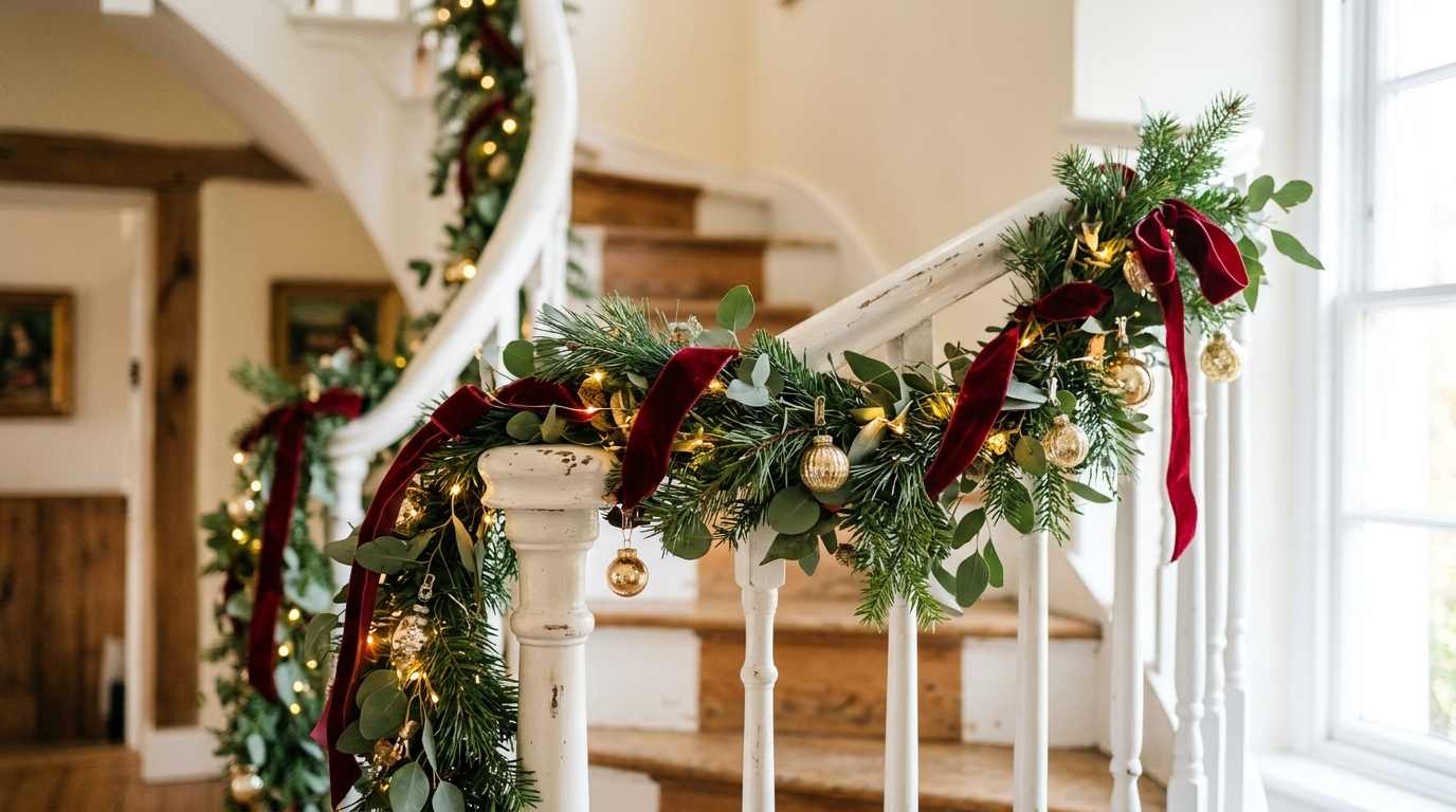 Classic Greenery Garland on Your Staircase