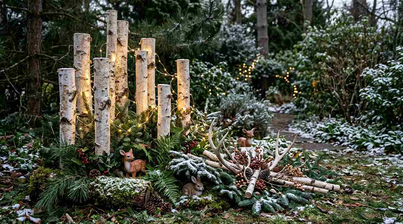 Illuminated Tree Trunks with Uplighting