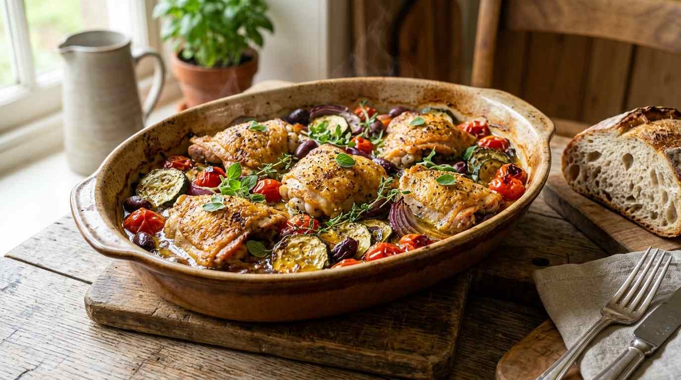 Mediterranean Chicken and Zucchini Bake
