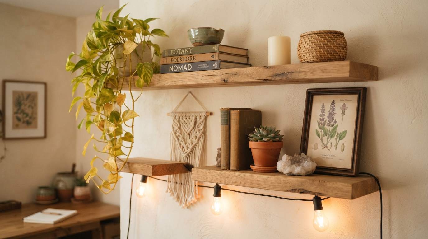 Open Floating Shelves With Intentional Styling