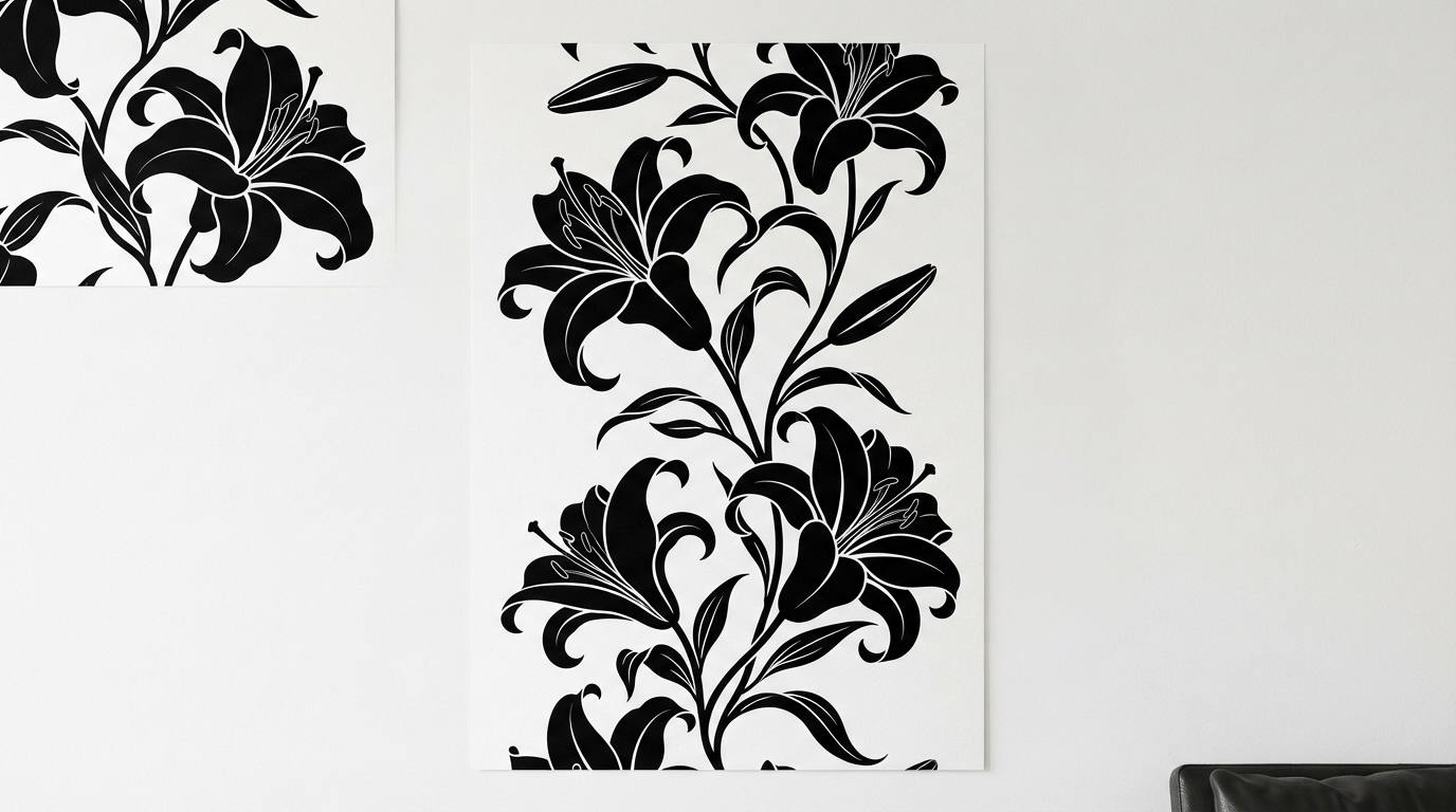 Monochromatic Black Lilies on White
