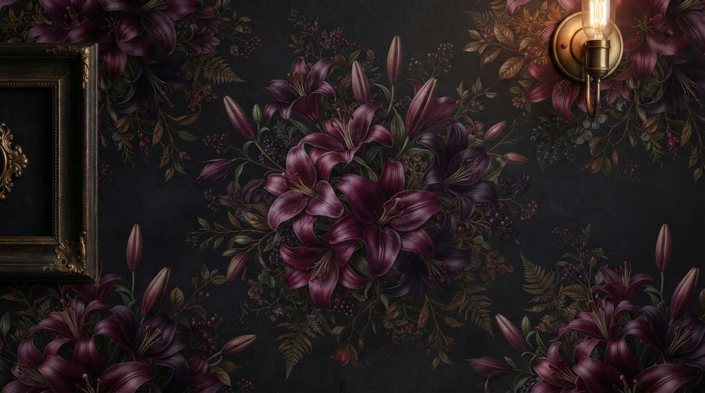Dark Moody Burgundy and Deep Purple Lilies
